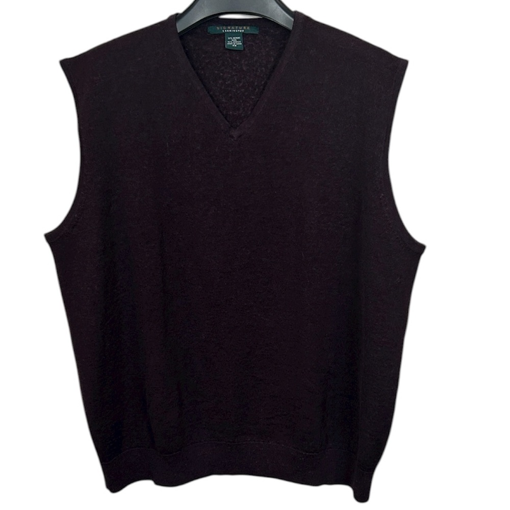 Signature‎ Carrington merino wool blend v neck sweater vest mens 2x plum